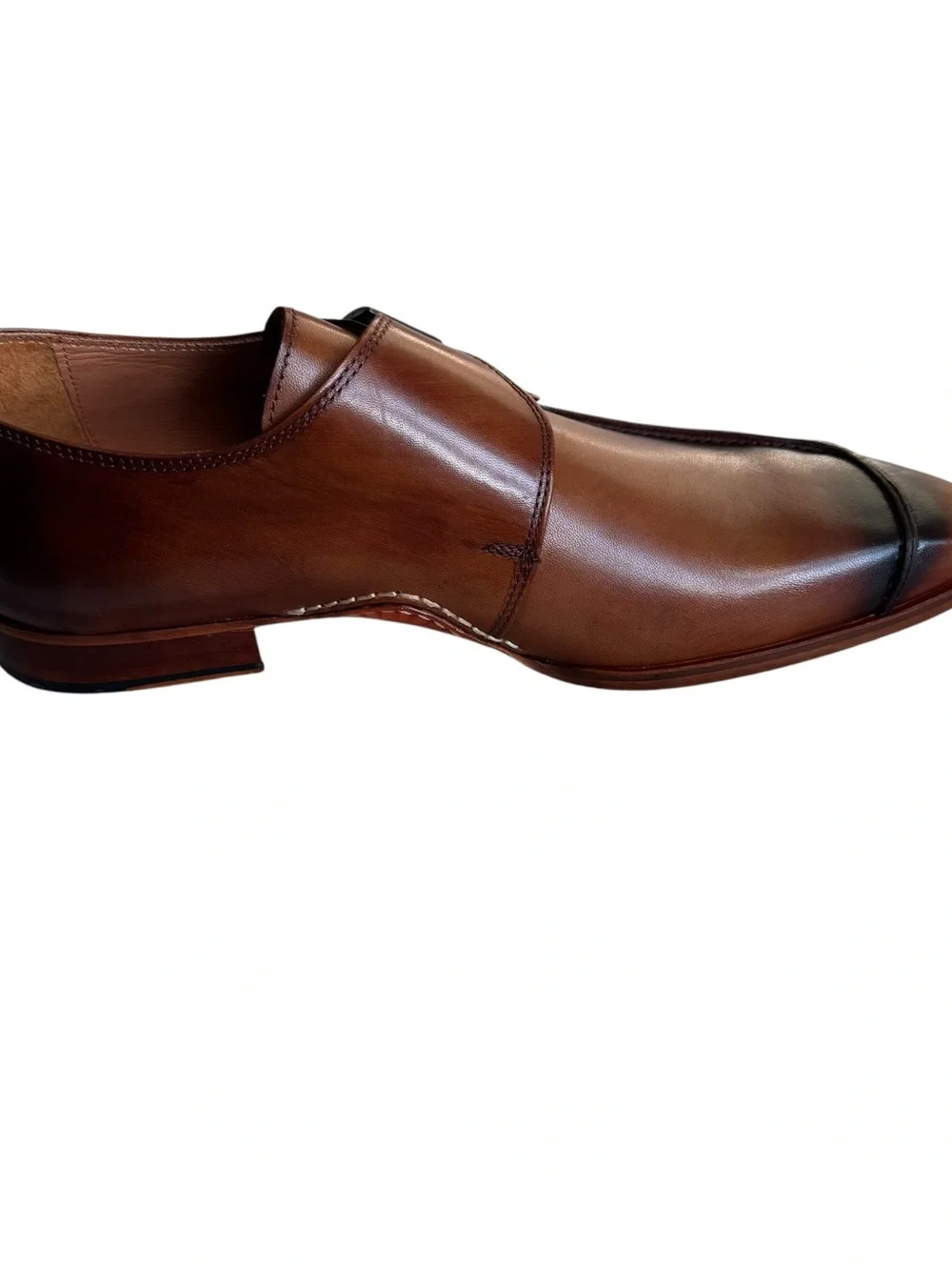 New Vinci Hagrid Tan Leather Single Monk Strap Handmade Men Shoe 44 EU (10.5/11)